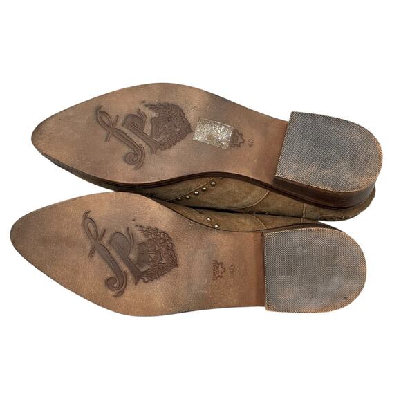 Free People Studded Suede Oxford Shooting Arrows 40 Women's Brown Western Heart - Picture 9 of 12